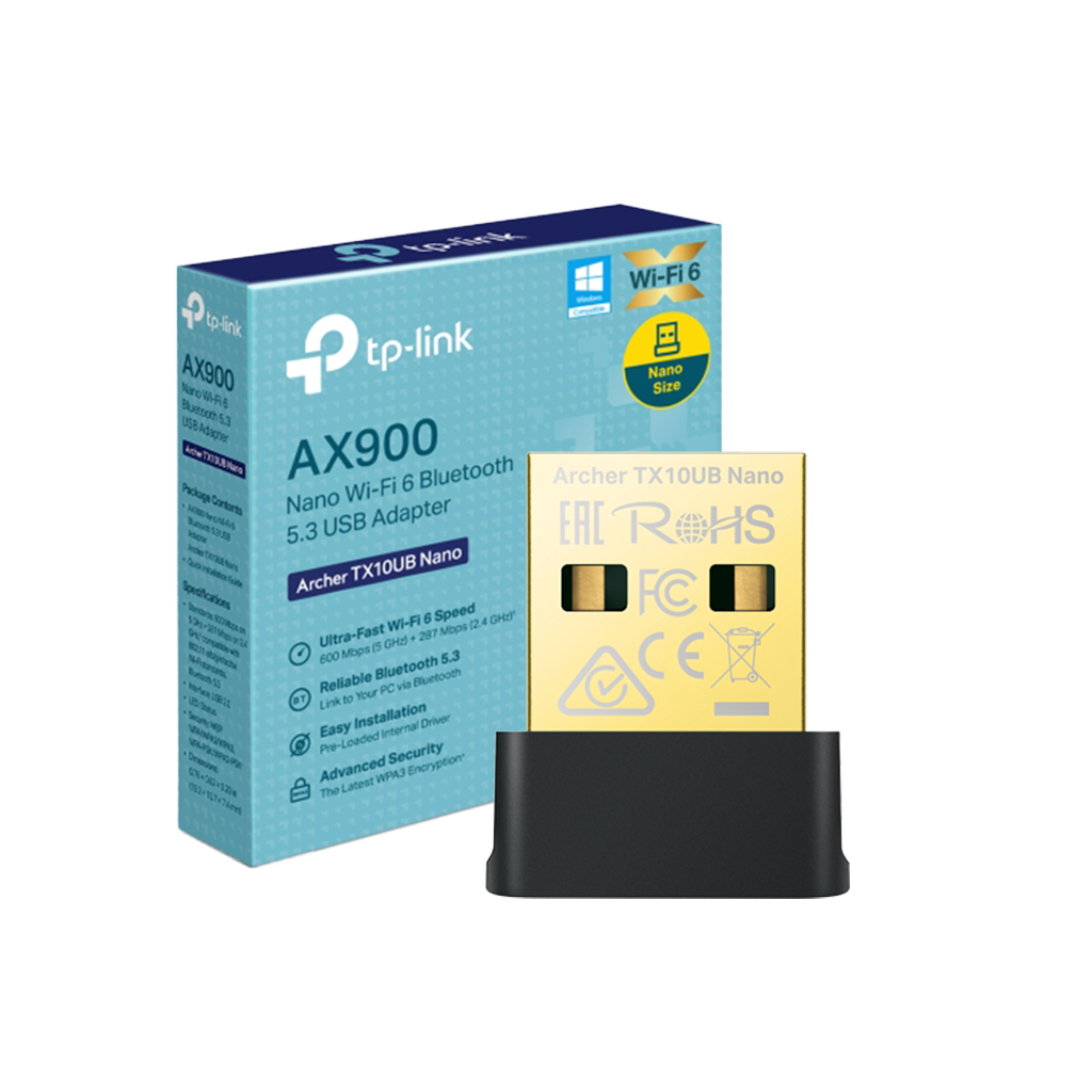ADAPTADOR WIFI USB TP-LINK NANO DUAL BAND AX900 WI-FI 6 + BT 5.3 ARCHER TX10UB