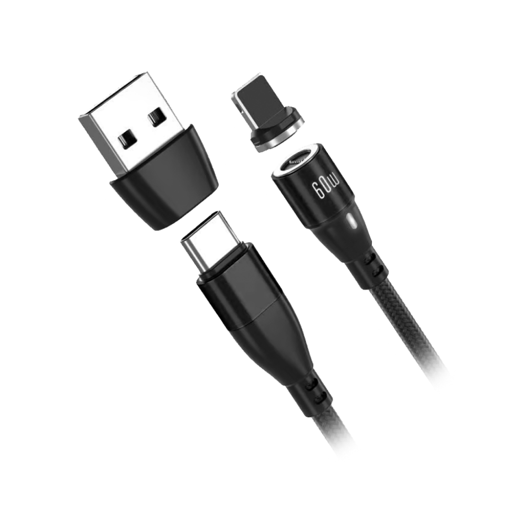 CABLE MAGNETICO 60W LIGHTNING (CON ADAPTADOR OTG)