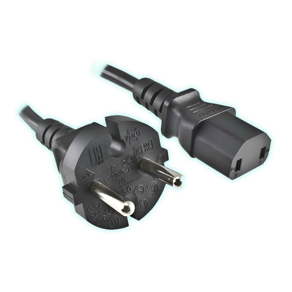 CABLE POWER TIPO "F" - ENCHUFE REDONDO TOMA EUROPEA - SIN TIERRA - 2 PINES