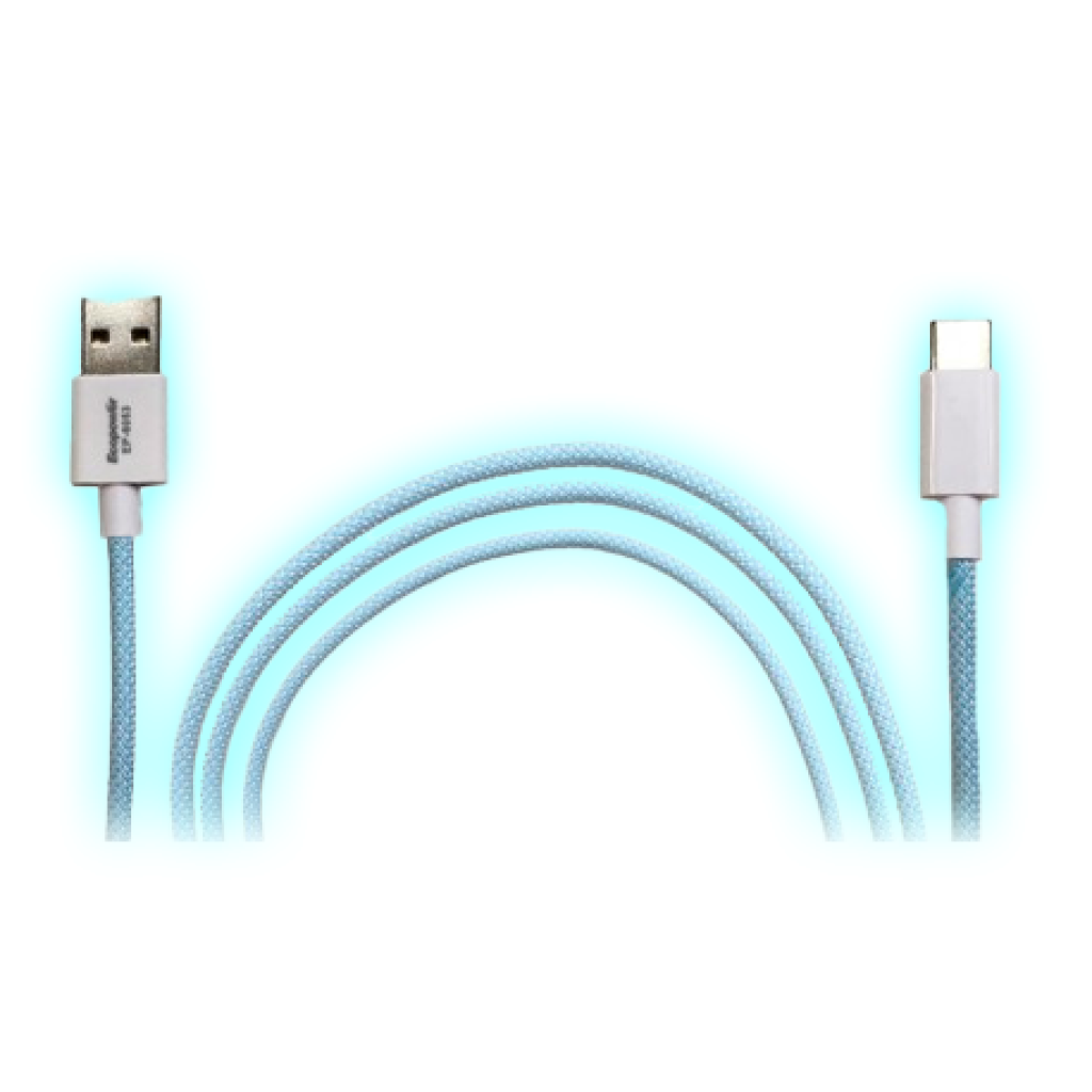 CABLE TIPO C ECOPOWER EP-6053 3A 1M MALLADO VERDE AGUA/BLANCO