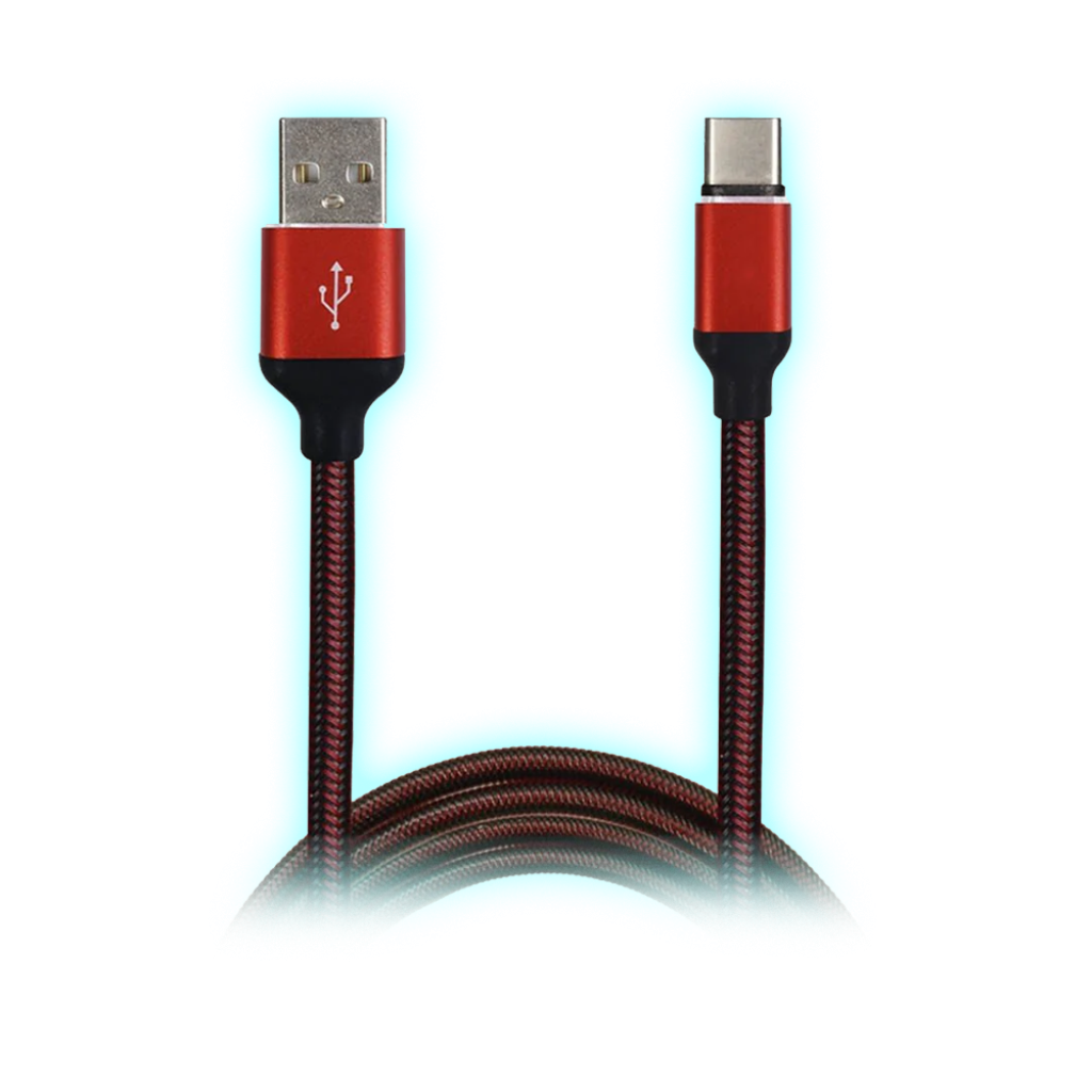 CABLE TIPO C GENIO 2 METROS MALLADO/2,4A/ROJO CON NEGRO/G-LS64