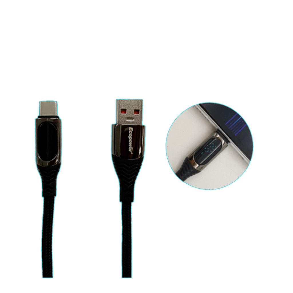 CABLE USB TIPO-C 66W/6A 1M LED MALLADO ECOPOWER EP-6009