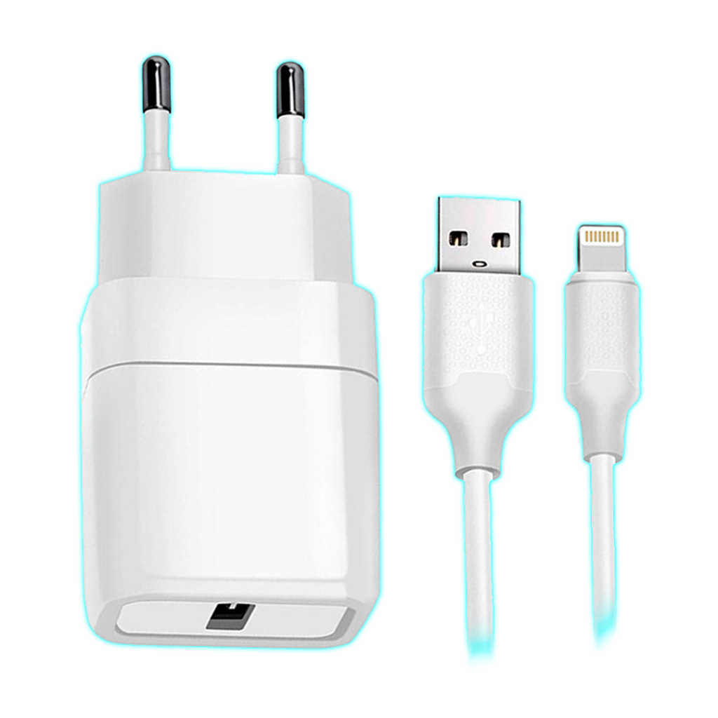 CARGADOR GENIO A2221 2.4A DOBLE USB CARGA RAPIDA + CABLE USB LIGHTNING