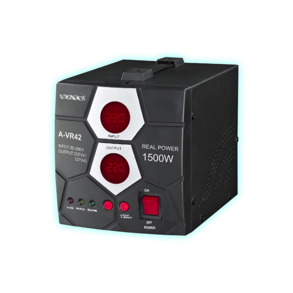 ESTABILIZADOR SATE 1500W A-VR42 (1 220V/ 3 127V TOMAS)