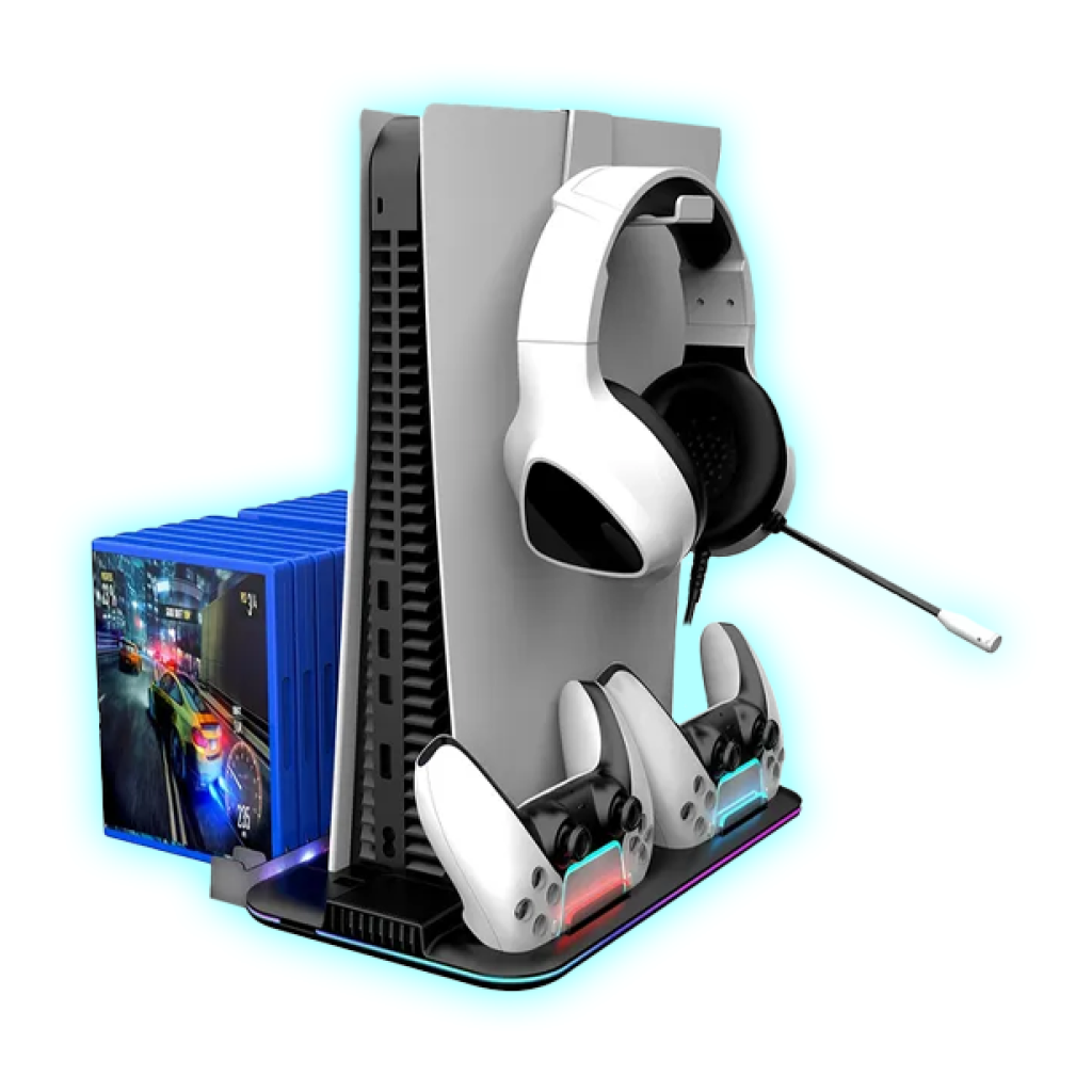 ESTACION DE CARGA MULTIFUNCIONAL PARA CONTROLES PS5 KRAB/RGB/KBDS5