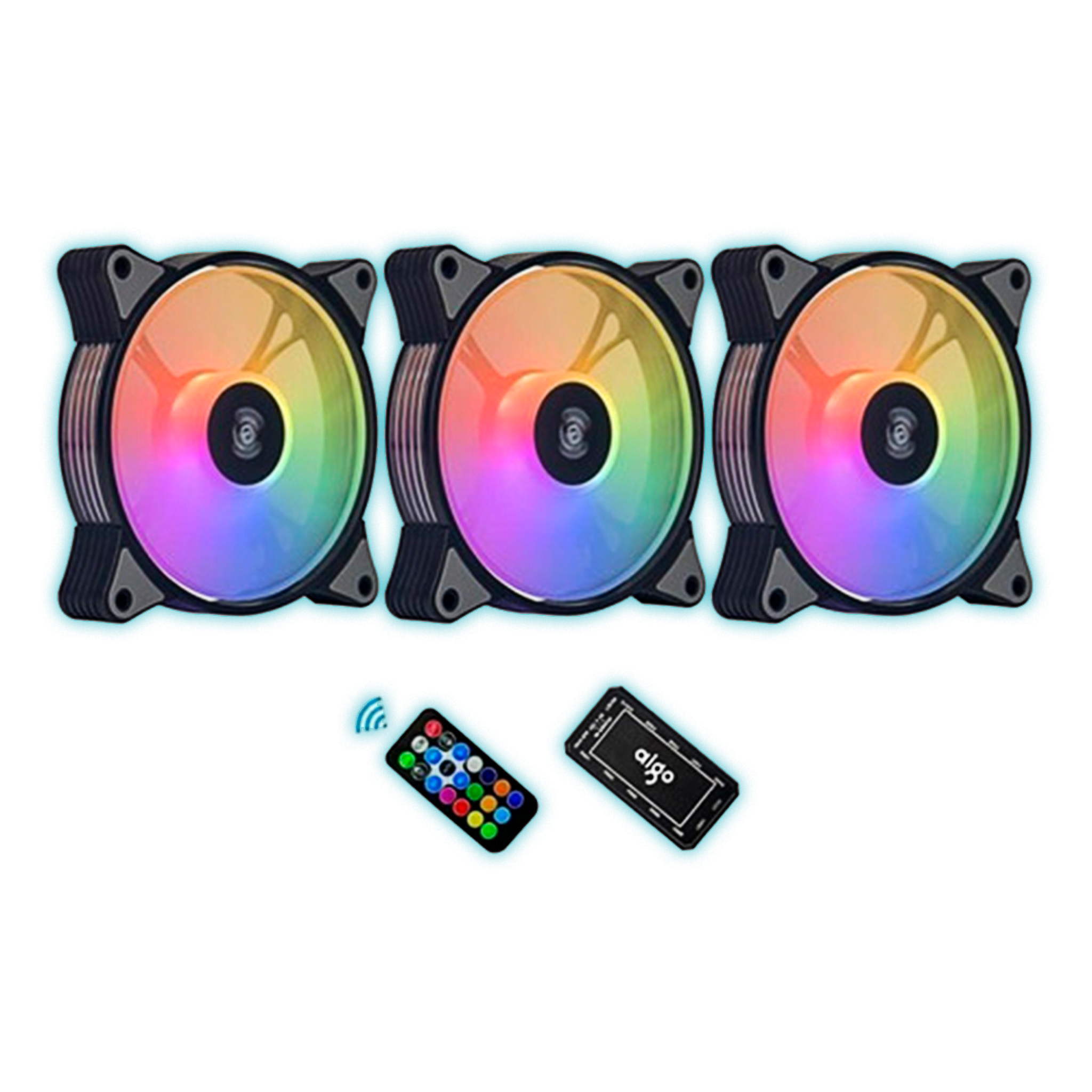 FAN/COOLER KIT X3 AIGO AR12 ARGB C/ CONTROLADOR