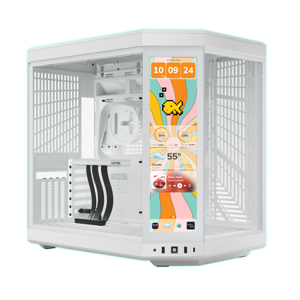 GABINETE HYTE Y70 TOUCH INFINITE SNOW WHT/WHT/SOPORTE VERTICAL/1 FAN COOLER