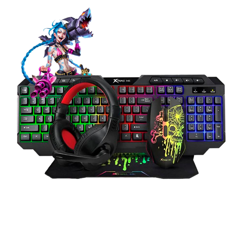 KIT TECLADO+MOUSE+MOUSEPAD+AURICULAR XTRIKE ME CMX-415/INGLES/BLACK/CMX-415
