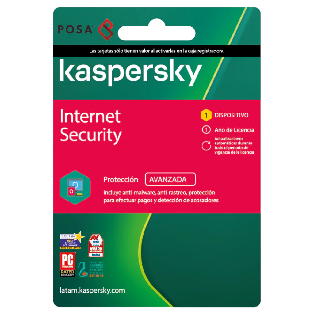 LICENCIA ANTIVIRUS KASPERSKY INTERNET SECURITY 1 AÑO 1 DISPOSITIVO