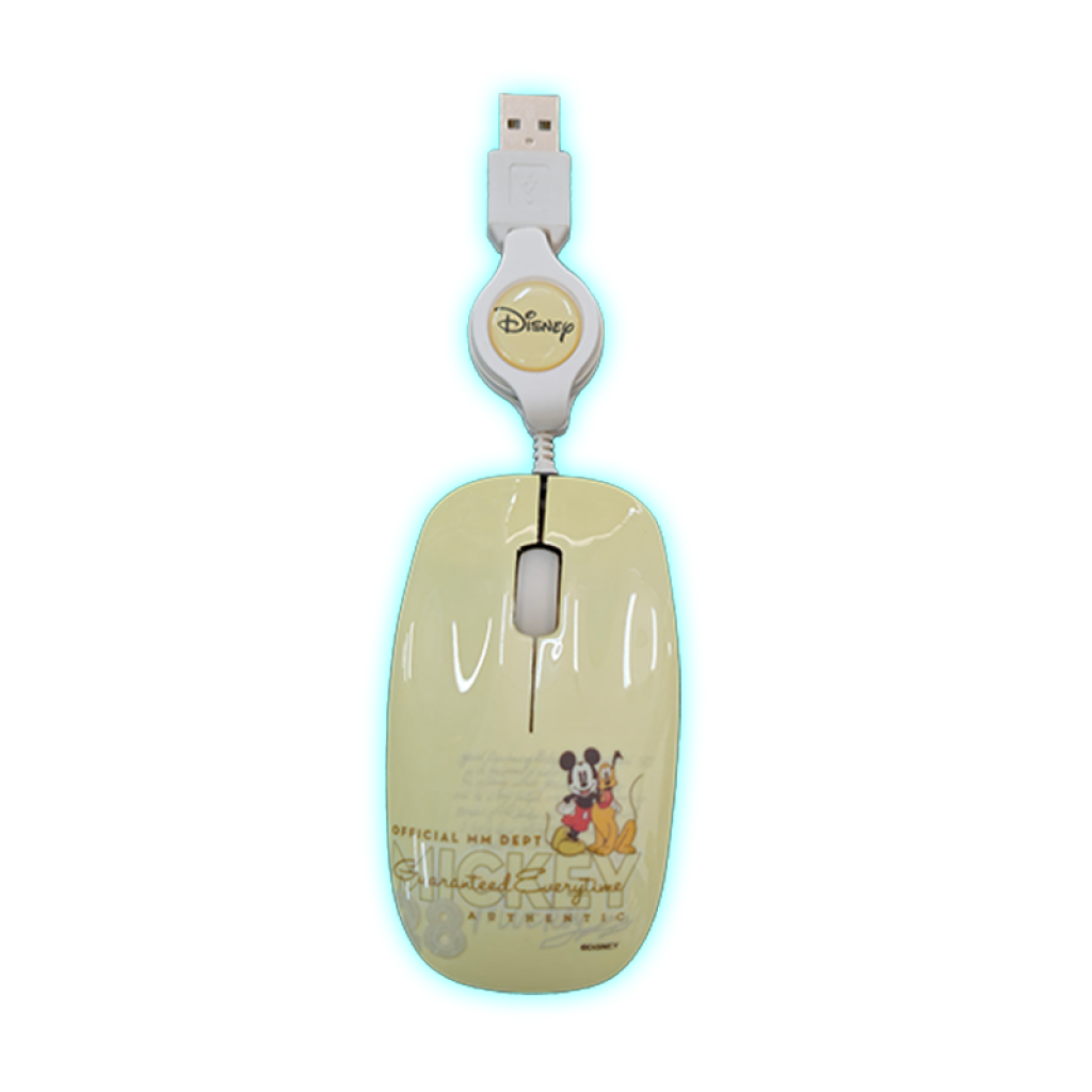 MOUSE OPTICO USB CON CABLE RECTRACTIL - MICKEY