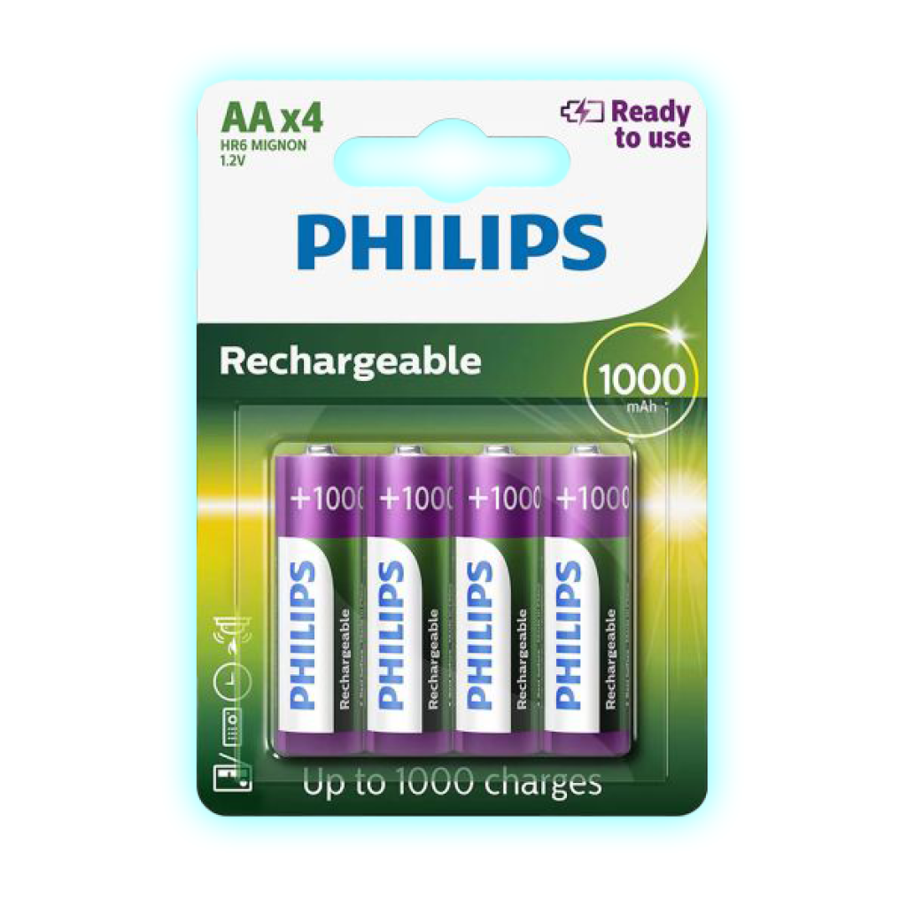PILA RECARGABLE AAAX4 PHILIPS 1000 MAH