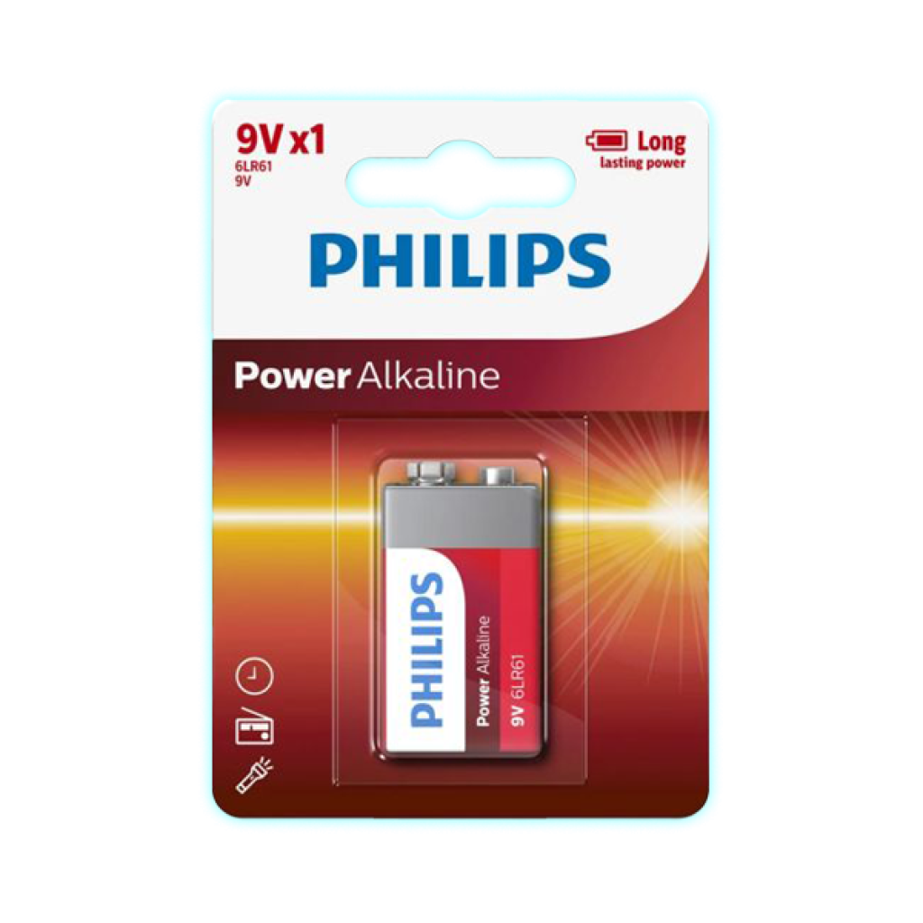 PILA RECTANGULAR PHILIPS 9V ALCALINA