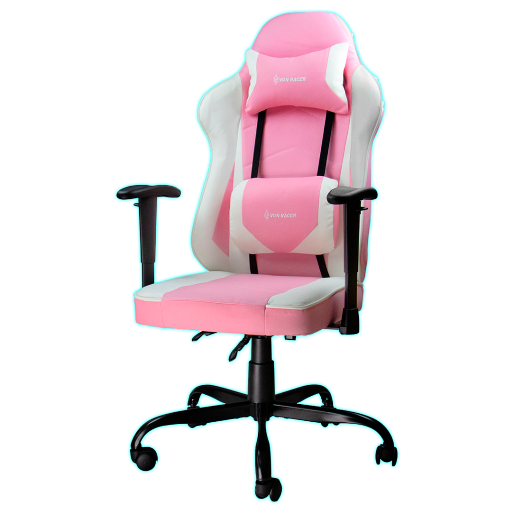 SILLA GAMING VON RACER WB-8640 (ROSADO/BLANCO) C/ ALM VIBRADORA
