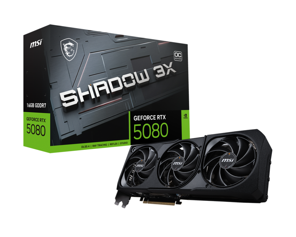 TARJETA GRAFICA 16G RTX5080 SHADOW 3X OC MSI/3 FAN COOLER/GDDR7/BLACK