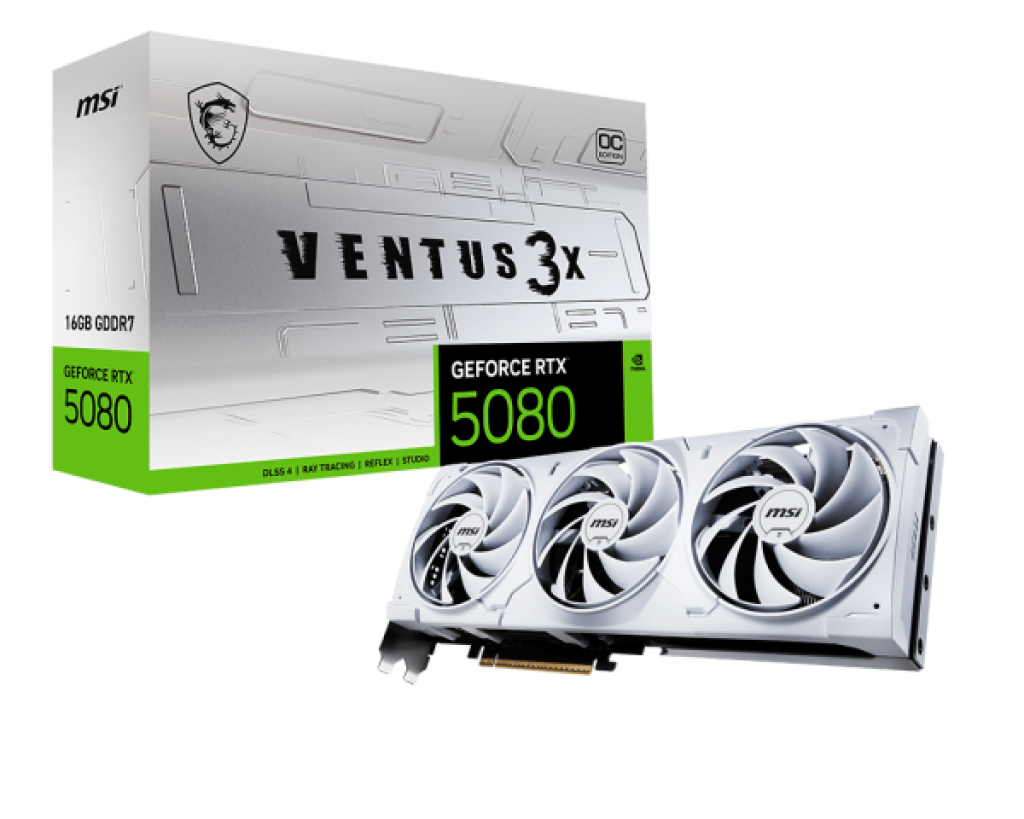 TARJETA GRAFICA 16GB RTX5080 VENTUS 3X OC MSI/3 FAN COOLER/WHITE/G5080-16V3CW