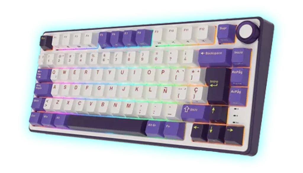 TECLADO MECANICO ROYAL KLUDGE R75  BLACKBERRY MOUSSE RGB (75%)  S/W SILVER