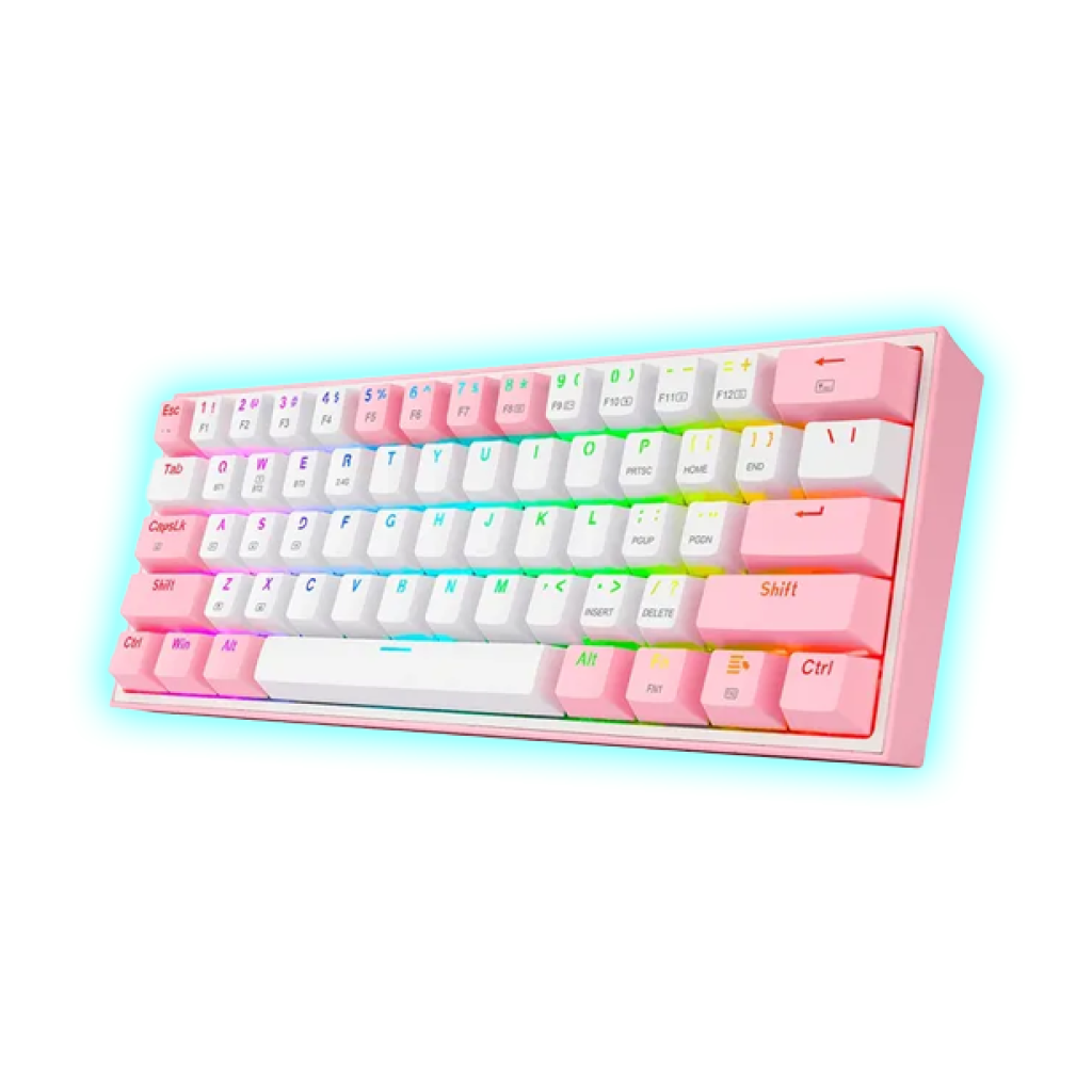 TECLADO MECANICO 60% REDRAGON FIZZ PRO WHITE/PINK RGB S/DP RED/BT/K616-RGB