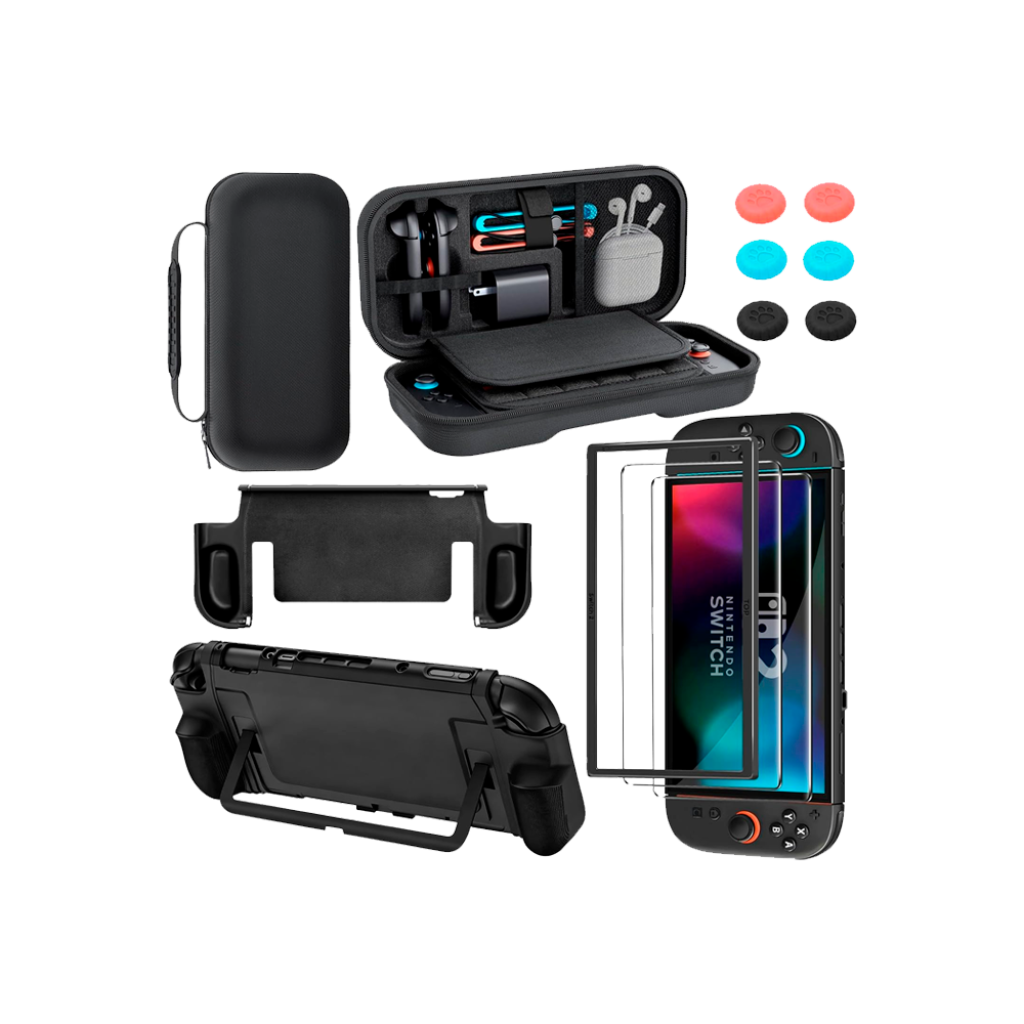 ESTUCHE PARA NINTENDO SWITCH 2 HAIKUN CON PROTECTOR DE VIDRIO Y GRIP PROTECTOR