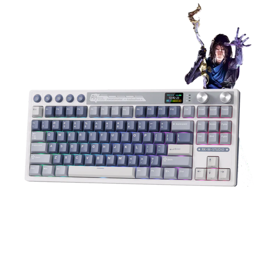 TECLADO MECANICO REACONDICIONADO ROYAL KLUDGE RK M87 RGB SW BROWN TKL OCEAN BLUE
