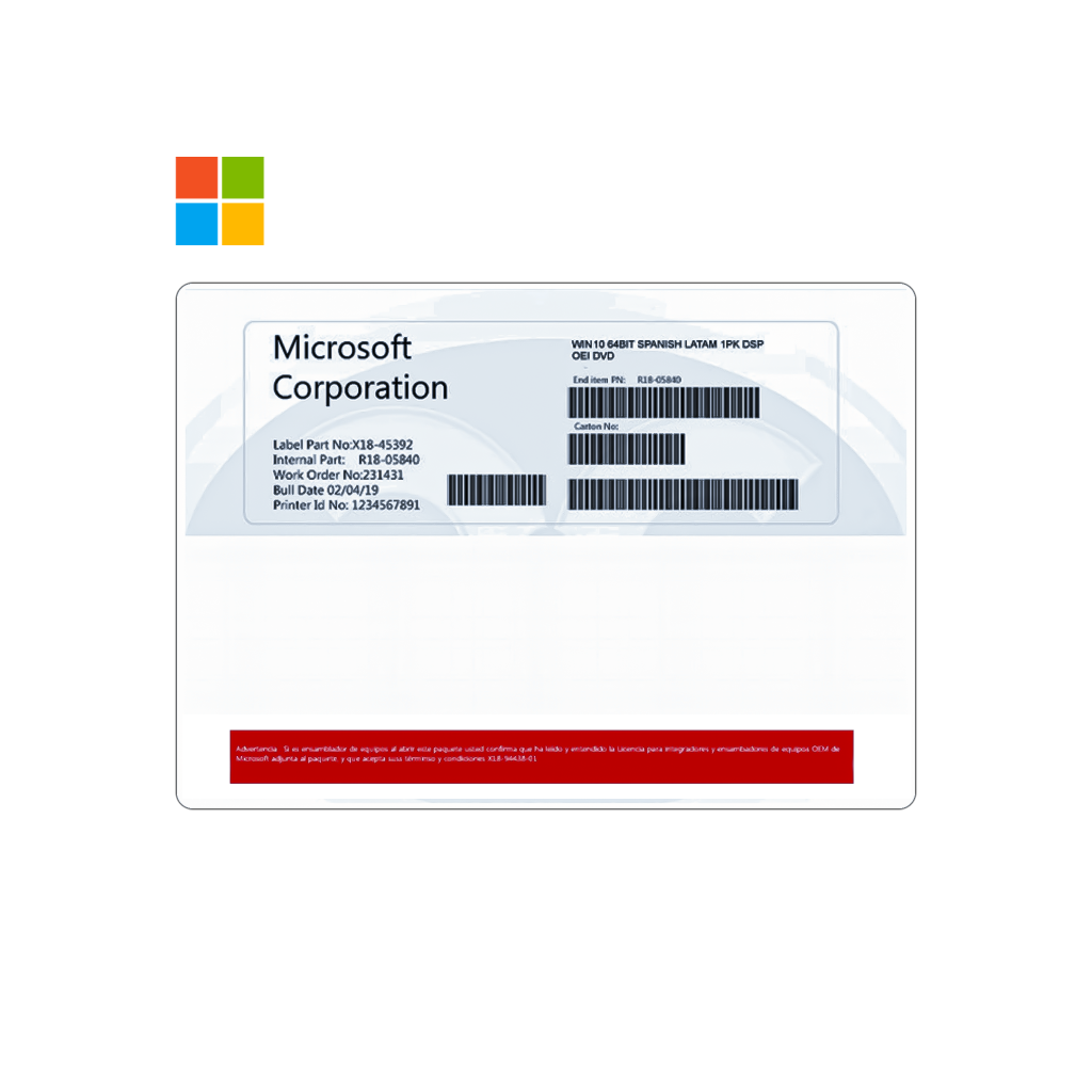 LICENCIA ORIGINAL WINDOWS 10 HOME (FISICO)