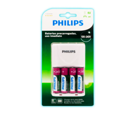 CARGADOR DE PILAS RECARGABLES PHILIPS C/4 PILAS AA SCB2445NB