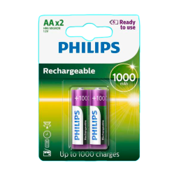 PILA RECARGABLE AA X 2 - PHILIPS - 1000MAH - R6B2RTU10/97
