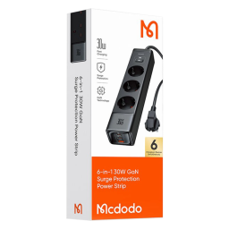 SUPRESOR DE PICO MCDODO CH-0620/3 TOMAS/2 USB-C/USB-A/30W/NEGRO