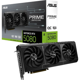 TARJETA GRAFICA 16GB RTX5080 PRIME OC ASUS/3 FAN COOLER/GDDR7/BLACK