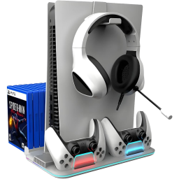 CARGADOR/ESTACION DE CARGA MULTIFUNCIONAL PARA CONTROLES PS5 KRAB/RGB/KBDS5