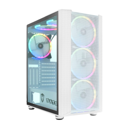 GABINETE GAMING SATE K881 WHITE MESH C/6 COOLER ARGB 14CM E-ATX