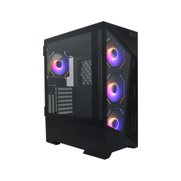 GABINETE TEROS TE-1330G TEMPLADO RGB CON 4 FAN COOLER BLACK